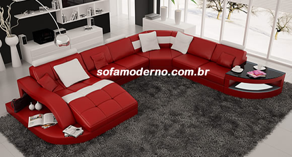 sofas bonito vermelho de couro